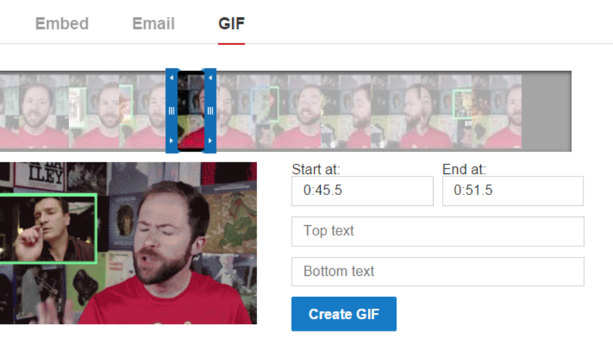 YouTube's integrated GIFmaker