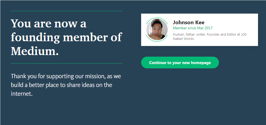 This morning, I became a founding member of Medium