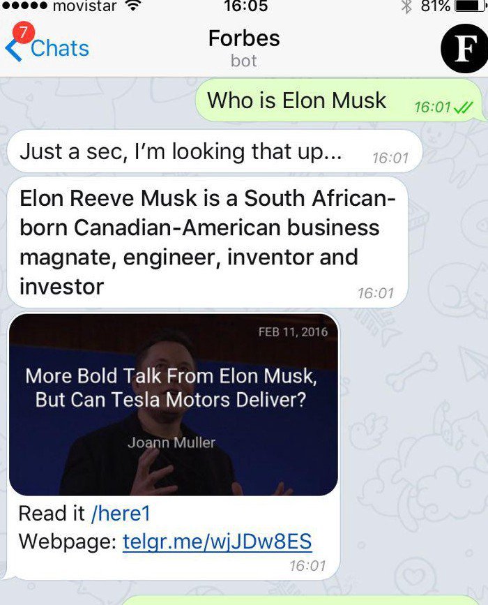 Introducing the Forbes newsbot on Telegram