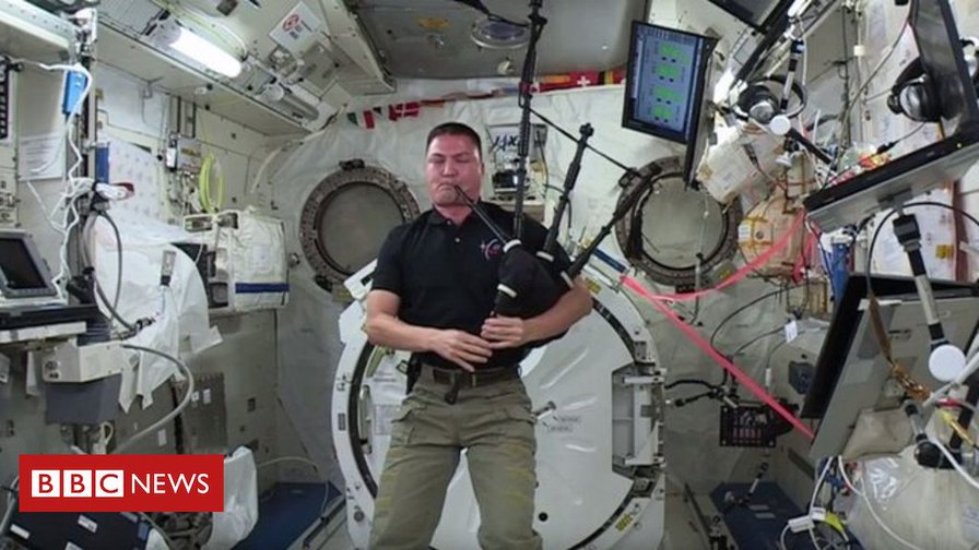 Astronaut plays bagpipes on International Space Station
