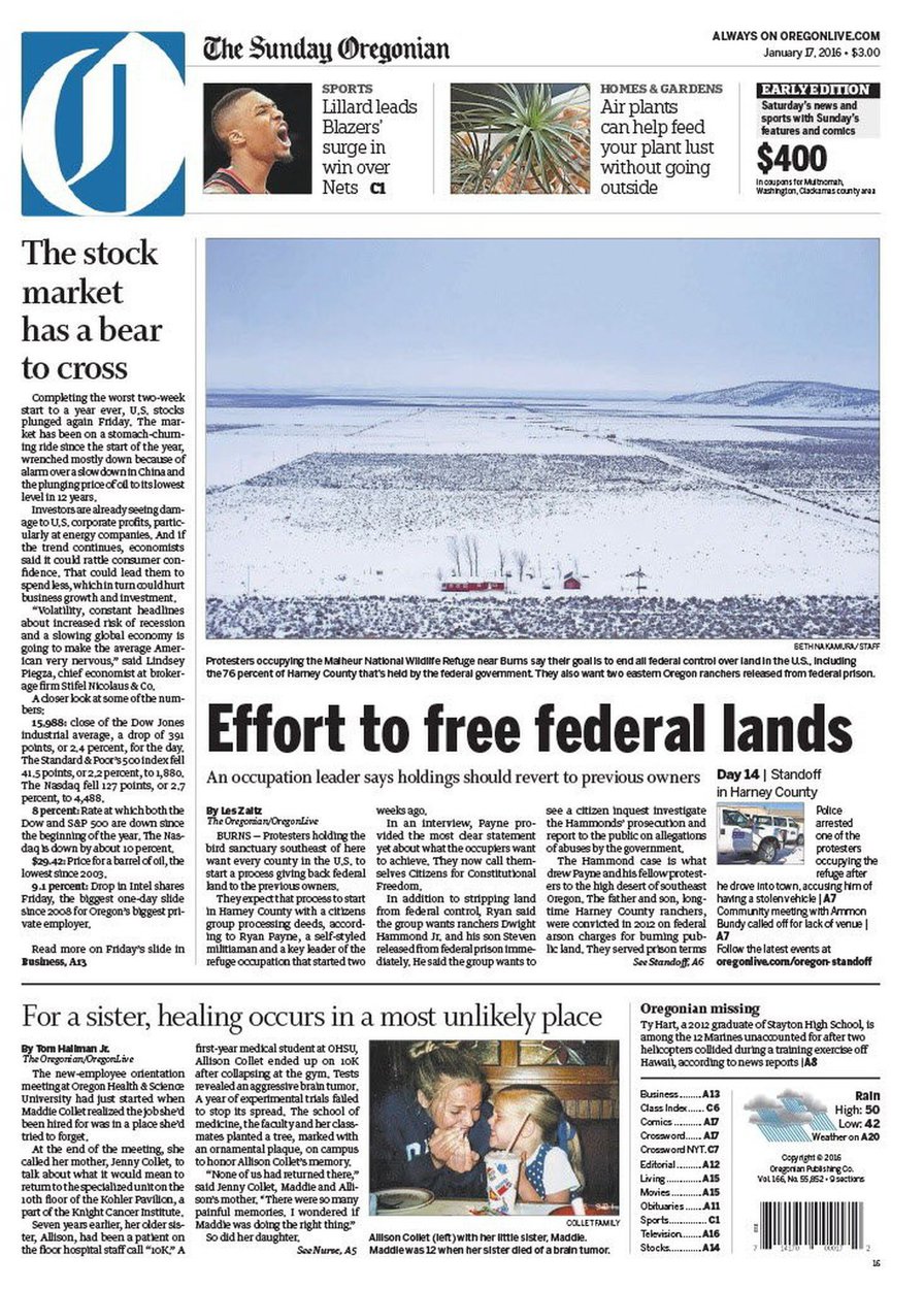 Headline on Malheur occupation is inaccurate, irresponsible