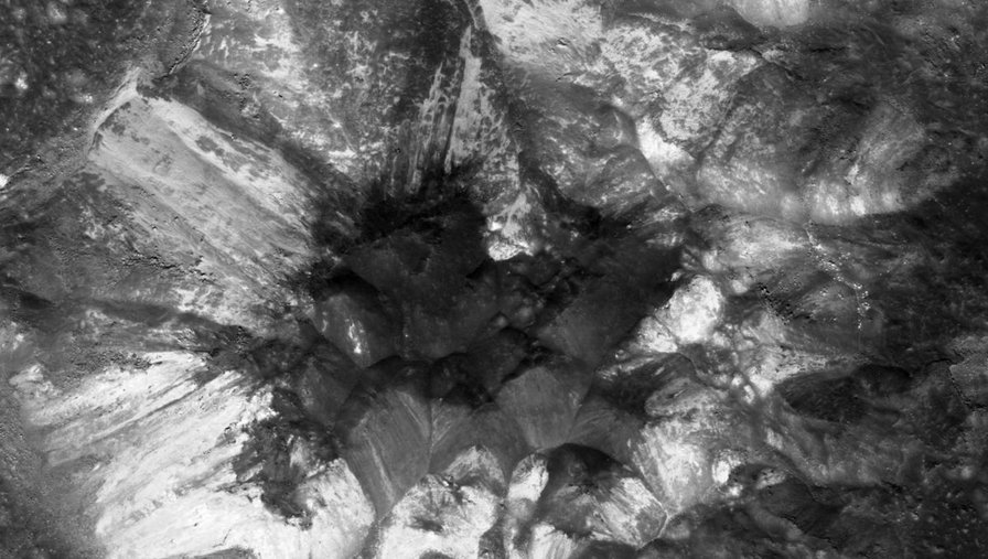 The jumbled mess in the center of Jackson Crater