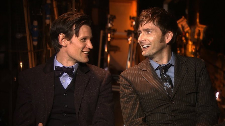 Matt Smith and David Tennant Behind the Scenes of the Doctor Who 50th Anniversary Special